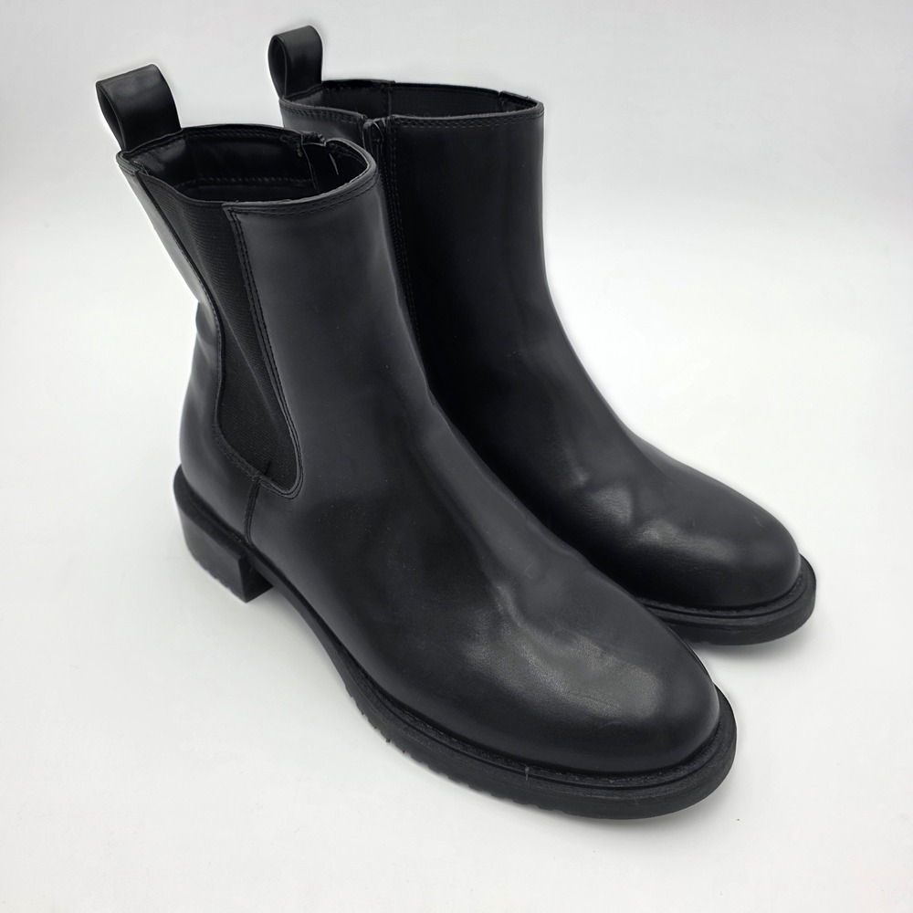 Nice!! Worthington Franz Black Zip Boots Size 8.5M Leather Booties Memory Foam - Picture 5 of 12